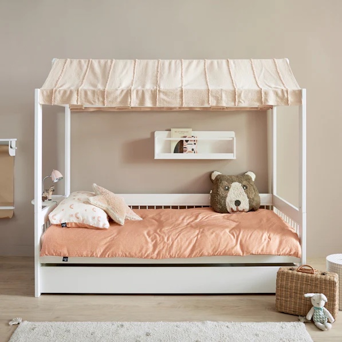 Lit maison avec structure de toit 90x200cm BREEZE Lifetime blanc
