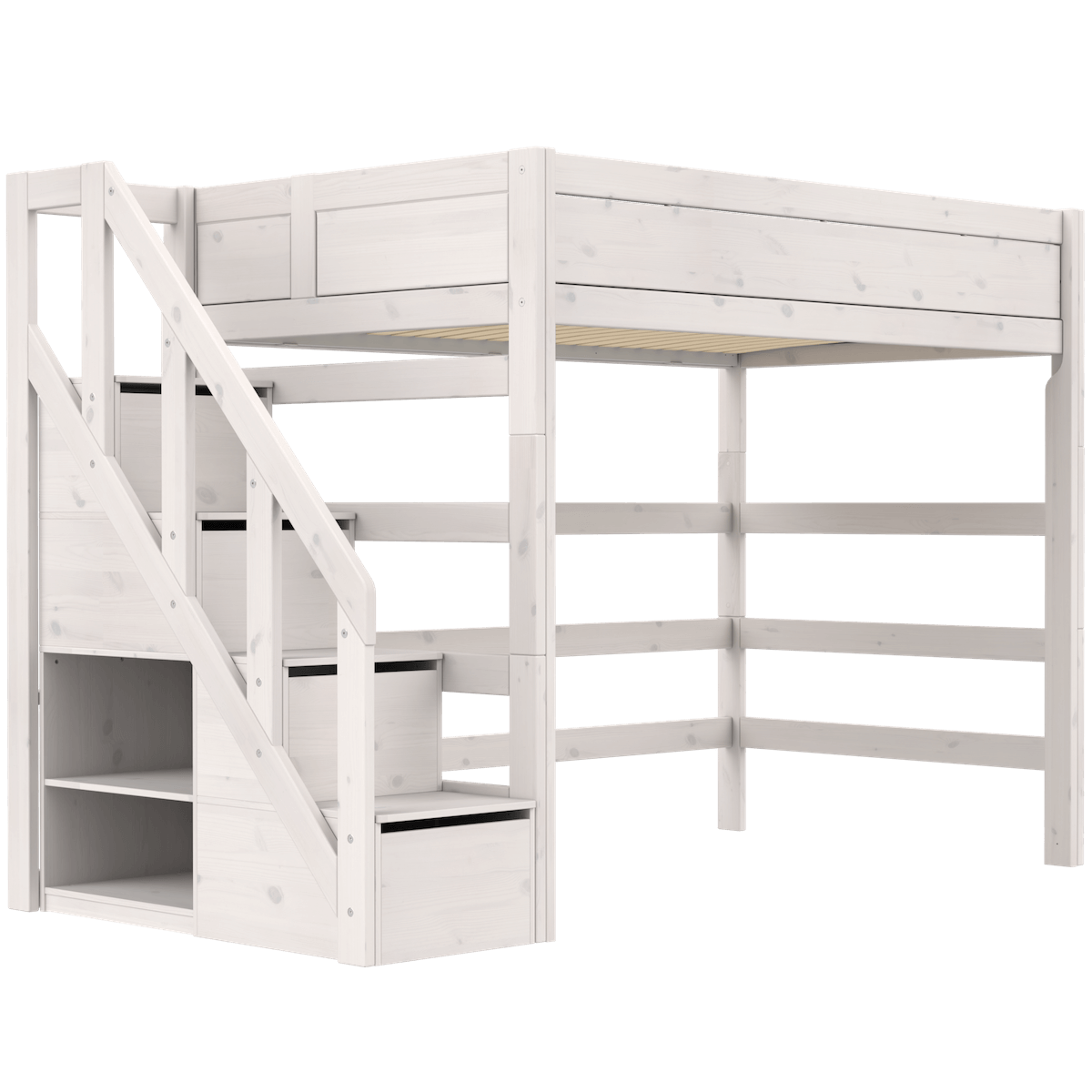 Lit mezzanine 120x200x177cm escalier DELUXE Lifetime whitewash
