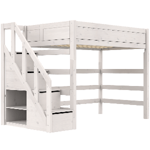 Lit mezzanine 120x200x177cm escalier PREMIUM Lifetime whitewash