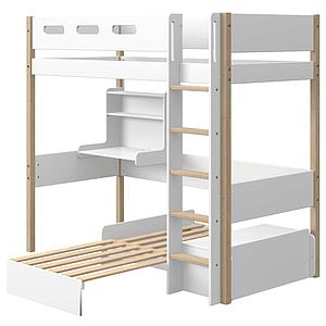 Lit mezzanine 200x90cm bureau Click-On module de couchage casa NOR Flexa chêne-blanc