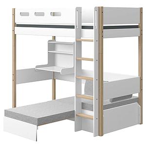 Lit mezzanine 200x90cm bureau Click-On module de couchage casa NOR Flexa chêne-blanc