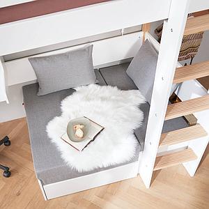 Lit mezzanine 200x90cm bureau Click-On module de couchage casa NOR Flexa chêne-blanc