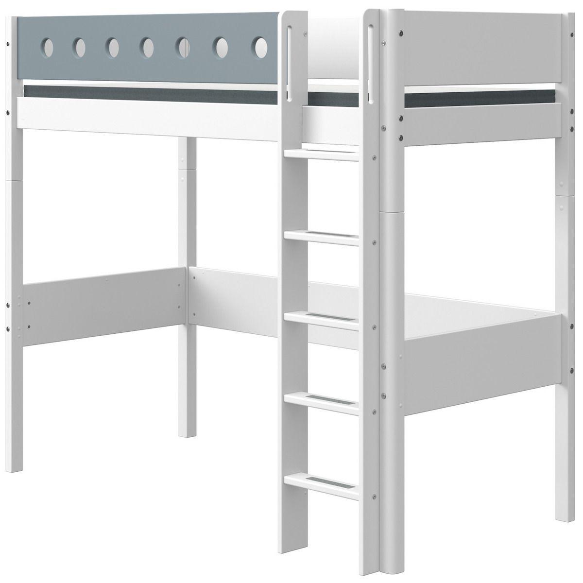 Lit mezzanine 90x190cm échelle droite WHITE Flexa blanc-light blue