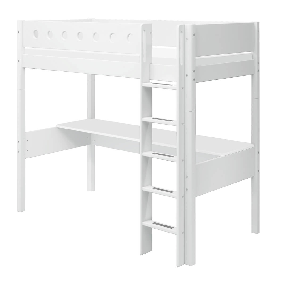 Lit mezzanine 90x200cm échelle droite avec bureau WHITE Flexa blanc