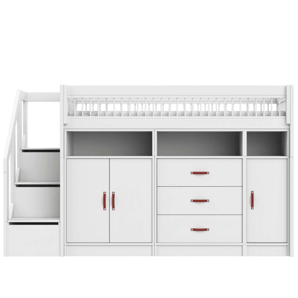 Lit mezzanine 90x200cm escalier BREEZE All-In-One DELUXE Lifetime blanc