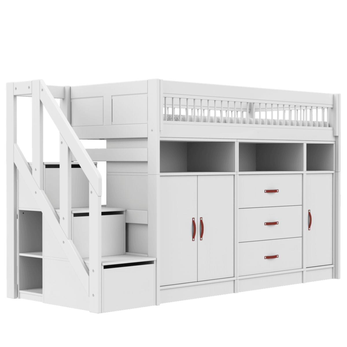 Lit mezzanine 90x200cm escalier BREEZE All-In-One DELUXE Lifetime blanc