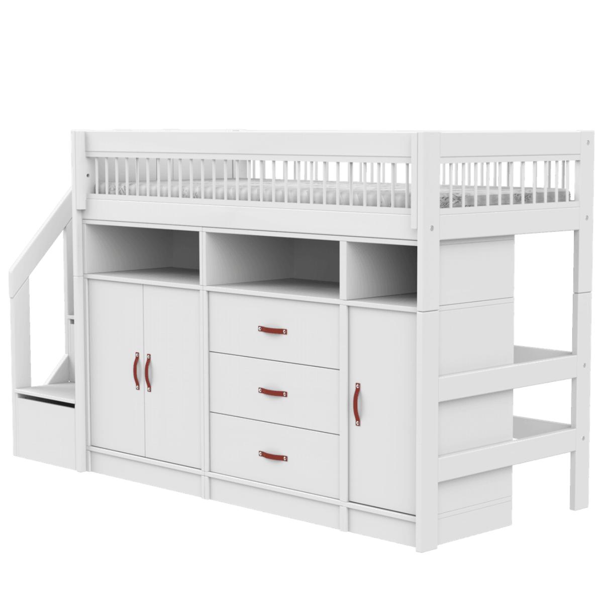 Lit mezzanine 90x200cm escalier BREEZE All-In-One DELUXE Lifetime blanc