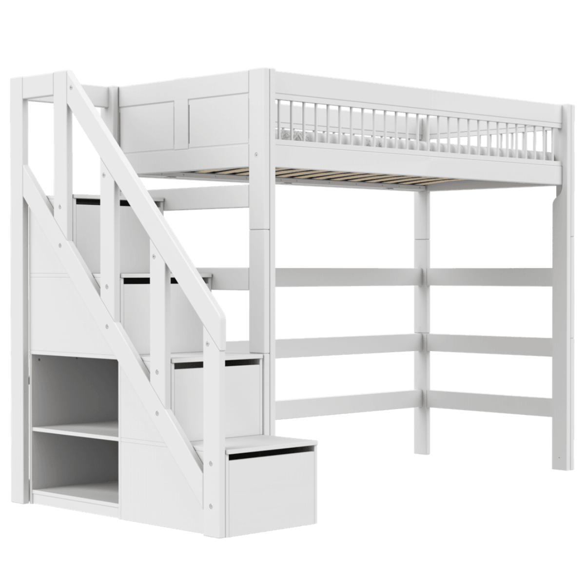 Lit mezzanine 90x200cm escalier BREEZE DELUXE Lifetime blanc