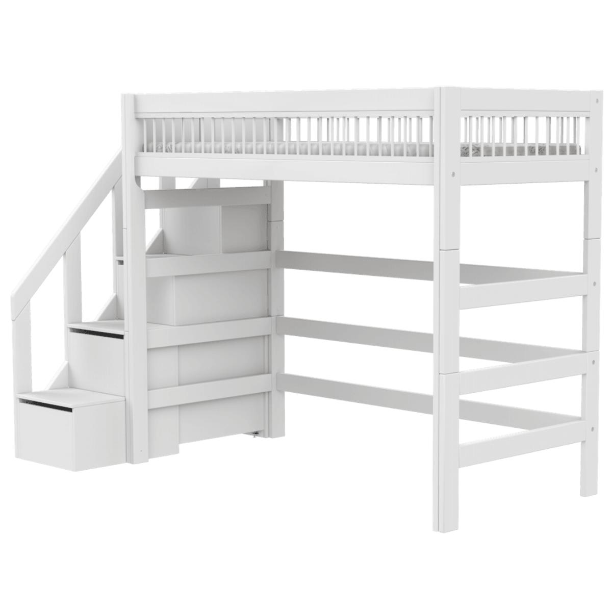 Lit mezzanine 90x200cm escalier BREEZE DELUXE Lifetime blanc