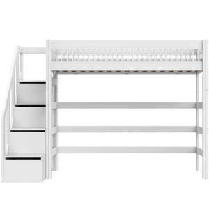 Lit mezzanine 90x200cm escalier BREEZE DELUXE Lifetime blanc