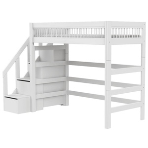Lit mezzanine 90x200cm escalier BREEZE DELUXE Lifetime blanc