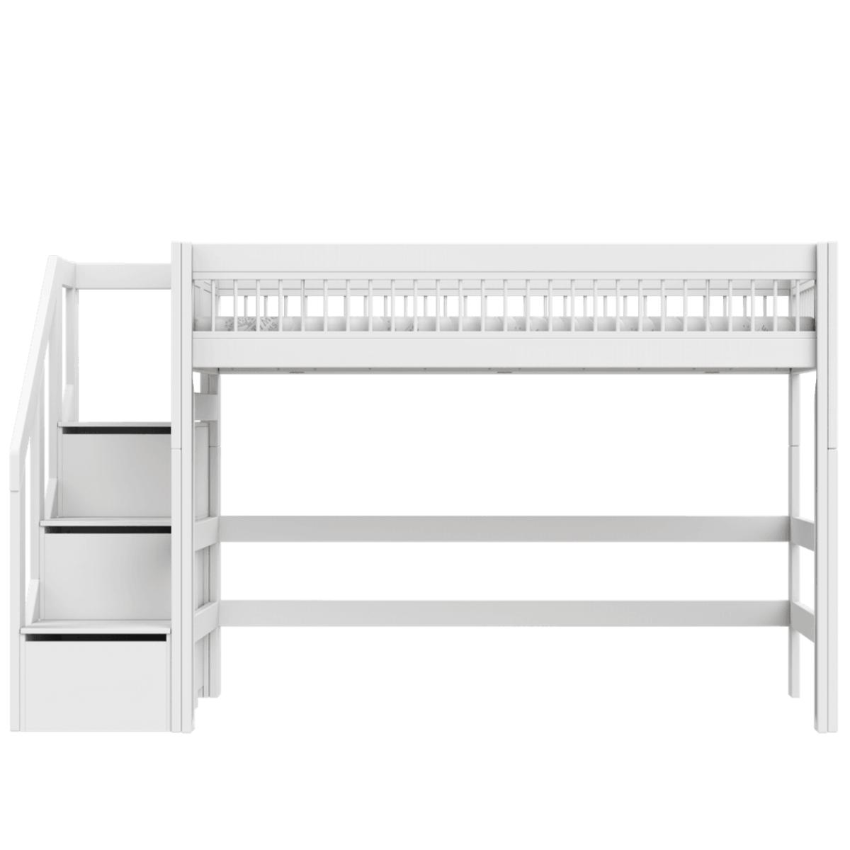 Lit mezzanine 90x200cm escalier BREEZE Lifetime blanc