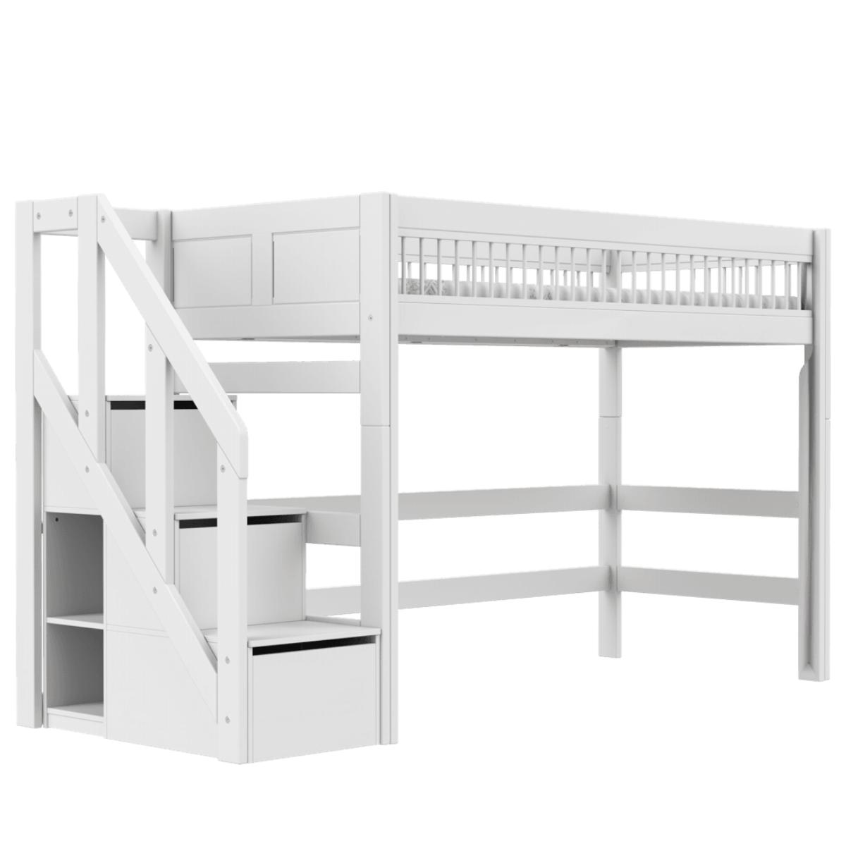 Lit mezzanine 90x200cm escalier BREEZE Lifetime blanc