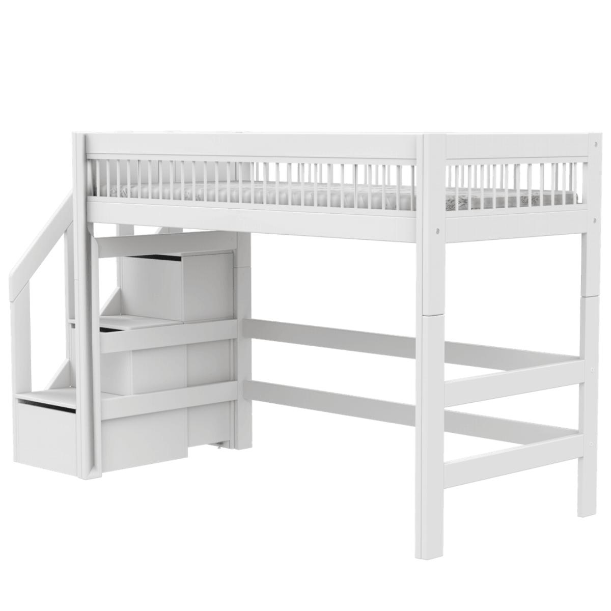 Lit mezzanine 90x200cm escalier BREEZE Lifetime blanc