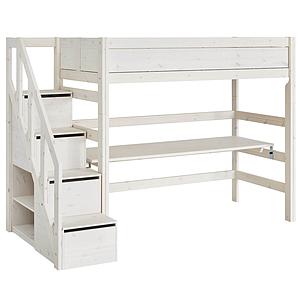 Lit mezzanine 90x200cm escalier Lifetime whitewash