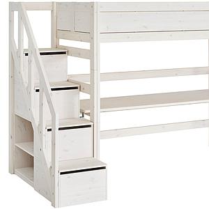 Lit mezzanine 90x200cm escalier Lifetime whitewash