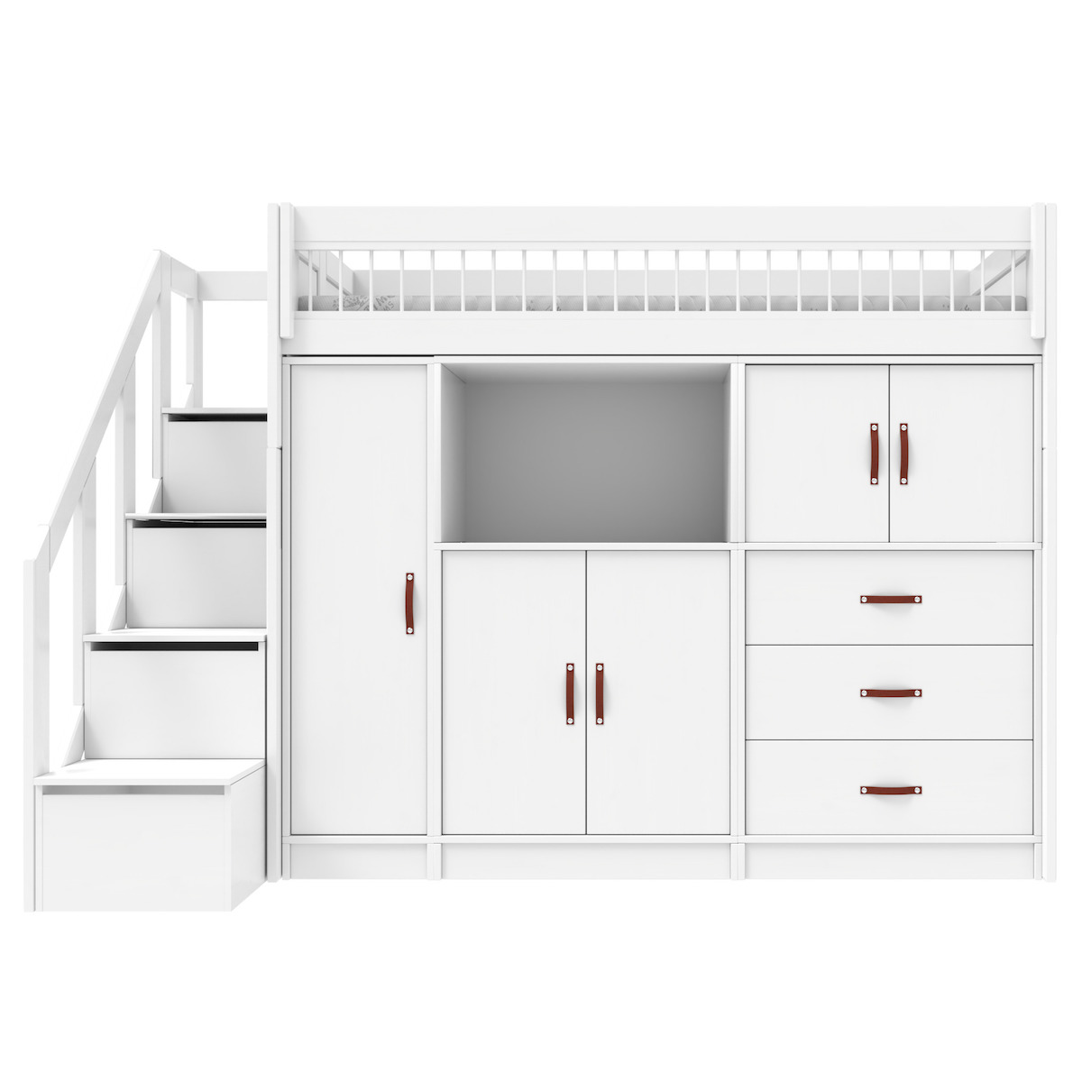 Lit mezzanine avec escalier 90x200cm All-In-One BREEZE Lifetime blanc