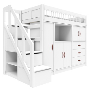 Lit mezzanine avec escalier 90x200cm All-In-One BREEZE Lifetime blanc