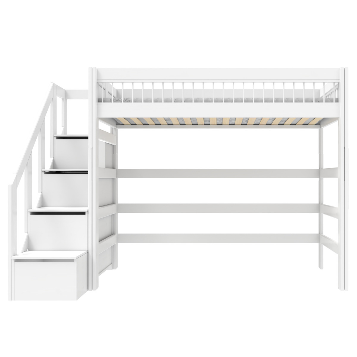 Lit mezzanine avec escalier 90x200cm BREEZE Lifetime blanc