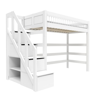 Lit mezzanine avec escalier 90x200cm BREEZE Lifetime blanc