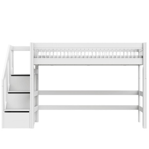 Lit mezzanine escalier 90x200cm BREEZE DELUXE Lifetime blanc