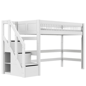 Lit mezzanine escalier 90x200cm BREEZE DELUXE Lifetime blanc