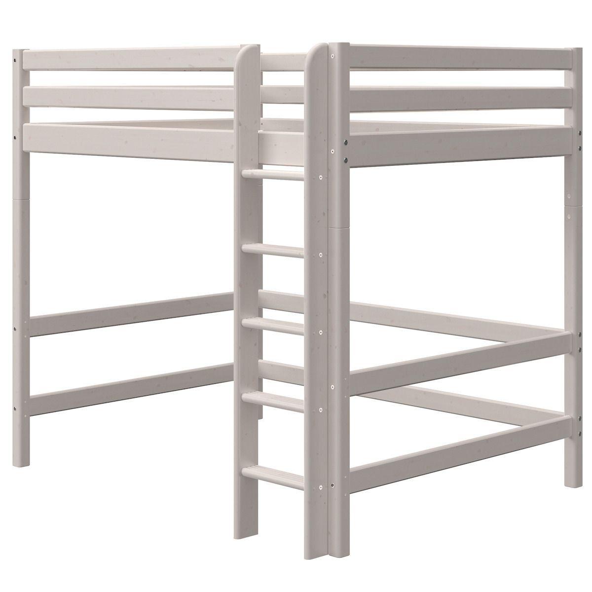 Lit mezzanine haut 140x200cm échelle droite CLASSIC Flexa grey washed