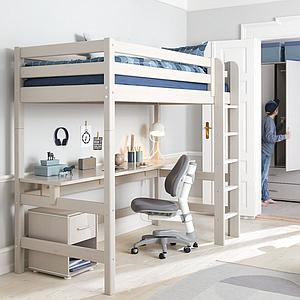 Lit mezzanine haut 140x200cm échelle droite CLASSIC Flexa grey washed