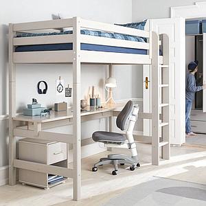 Lit mezzanine haut 90x200cm échelle droite CLASSIC Flexa grey washed