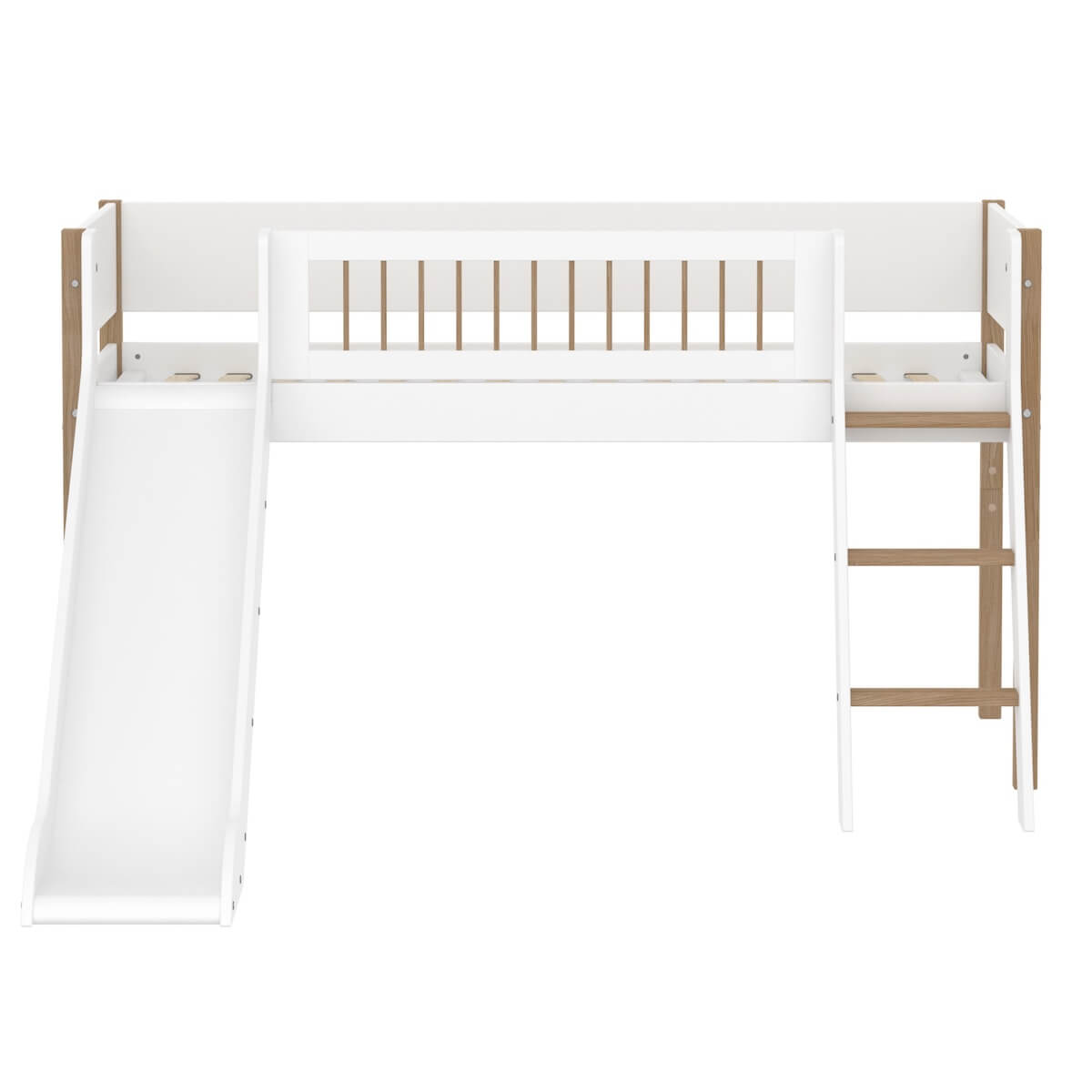 Lit mi-haut 90x200cm NOR Flexa Legs + Crossbars Oak SL.Ladder