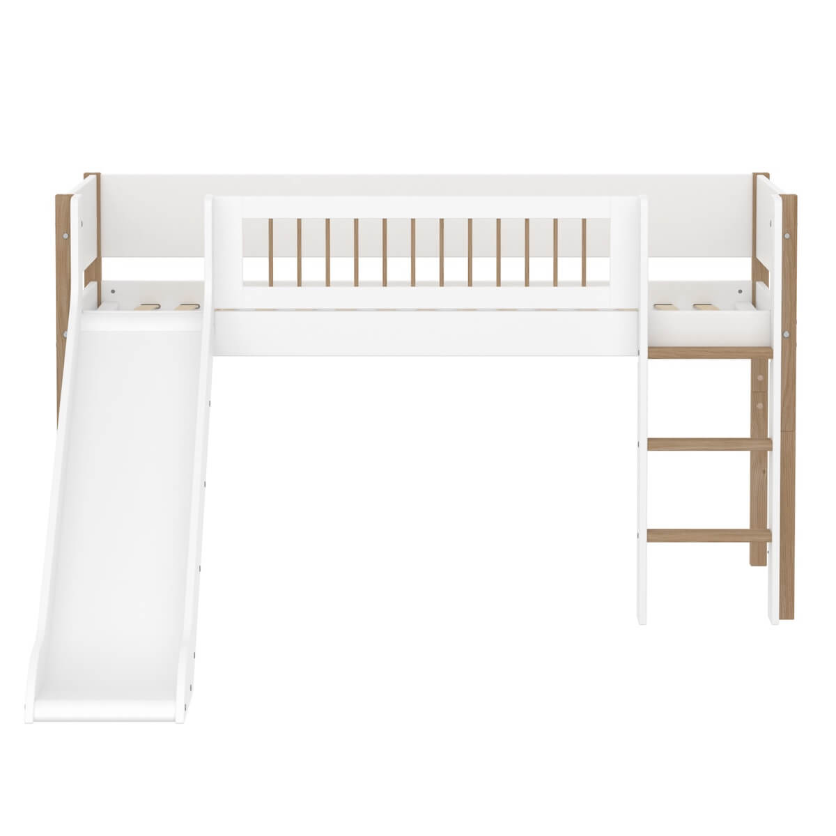 Lit mi-haut 90x200cm NOR Flexa Legs + Crossbars Oak Str.Ladder