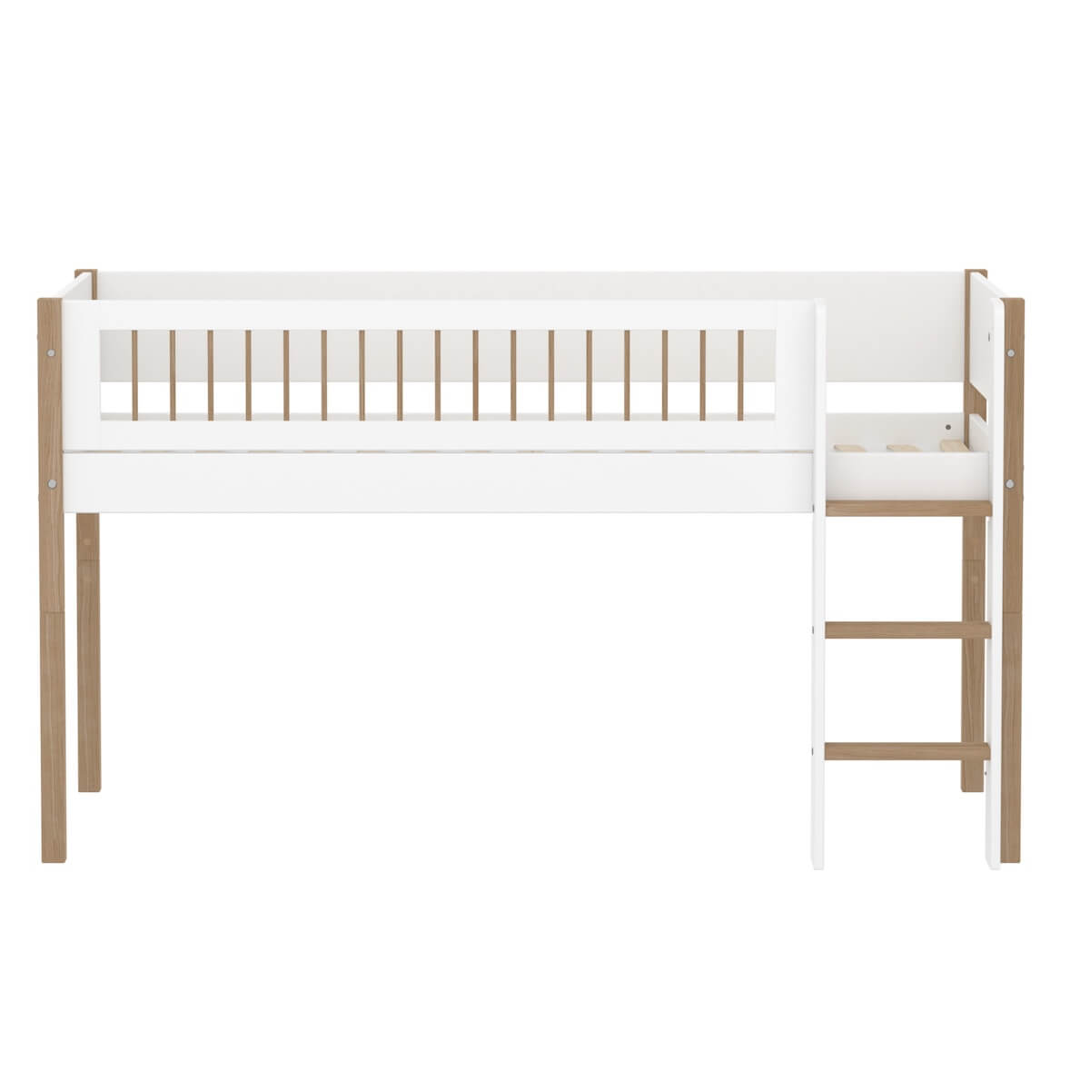 Lit mi-haut 90x200cm NOR Flexa oak Legs + Crossbars Oak Str.Ladder