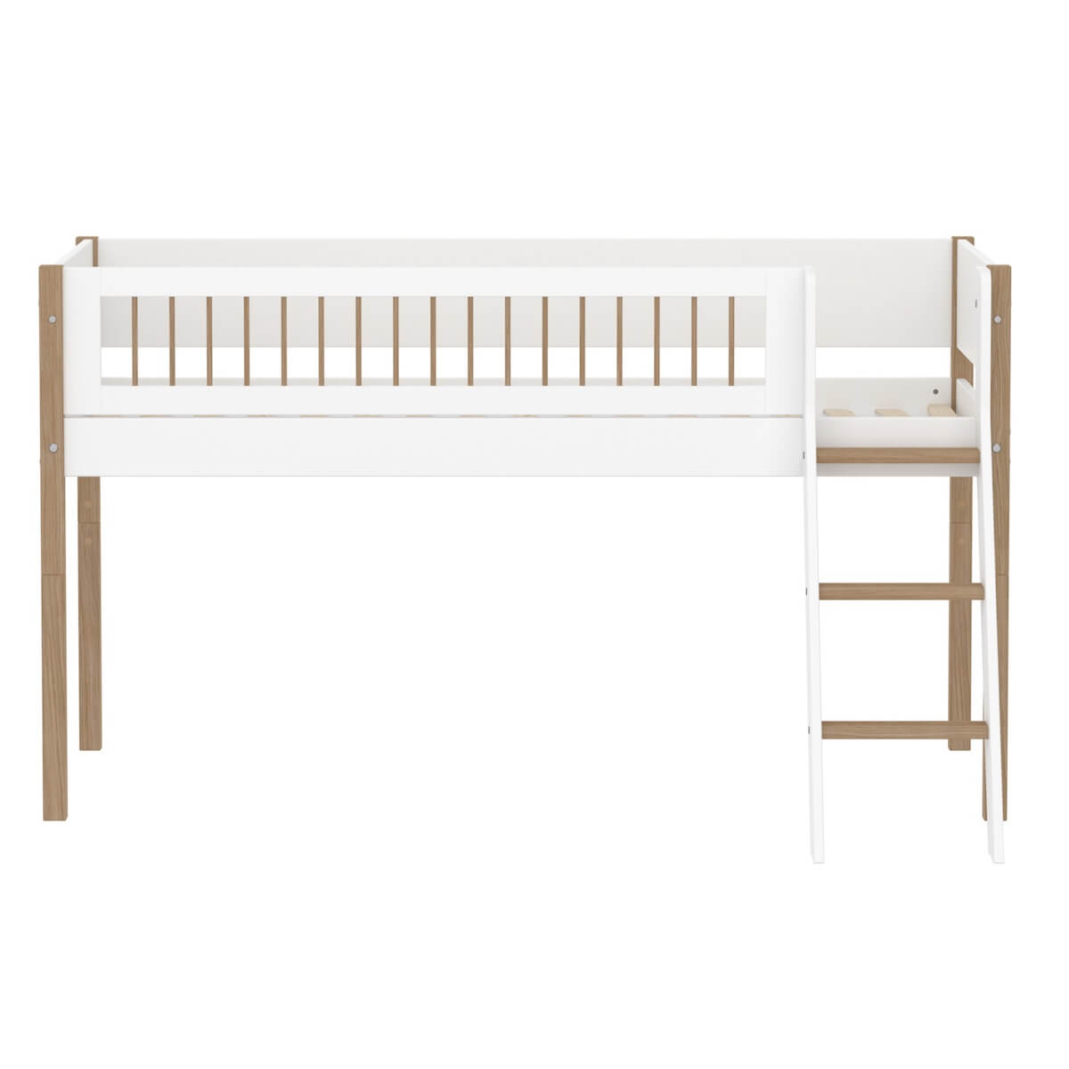 Lit mi-haut 90x200cm NOR Flexa oak Legs + Crossbars Oak Str.Ladder