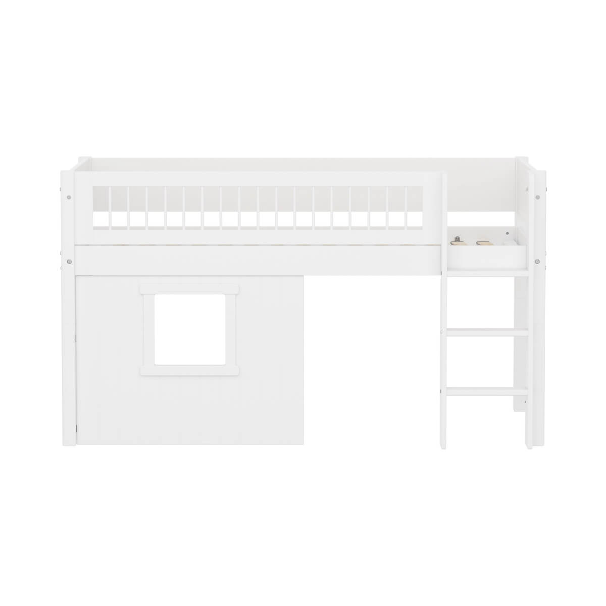 Lit mi-haut 90x200cm WHITE crossbar Str. ladder & Tree hut Wht window