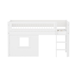 Lit mi-haut 90x200cm WHITE crossbar Str. ladder & Tree hut Wht window