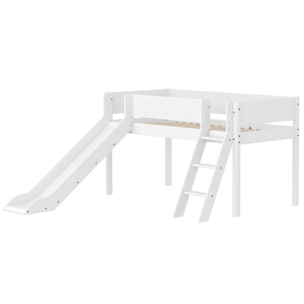 Lit mi-haut 90x200cm WHITE Flexa Sl. Ladder Grooves F.Wht.
