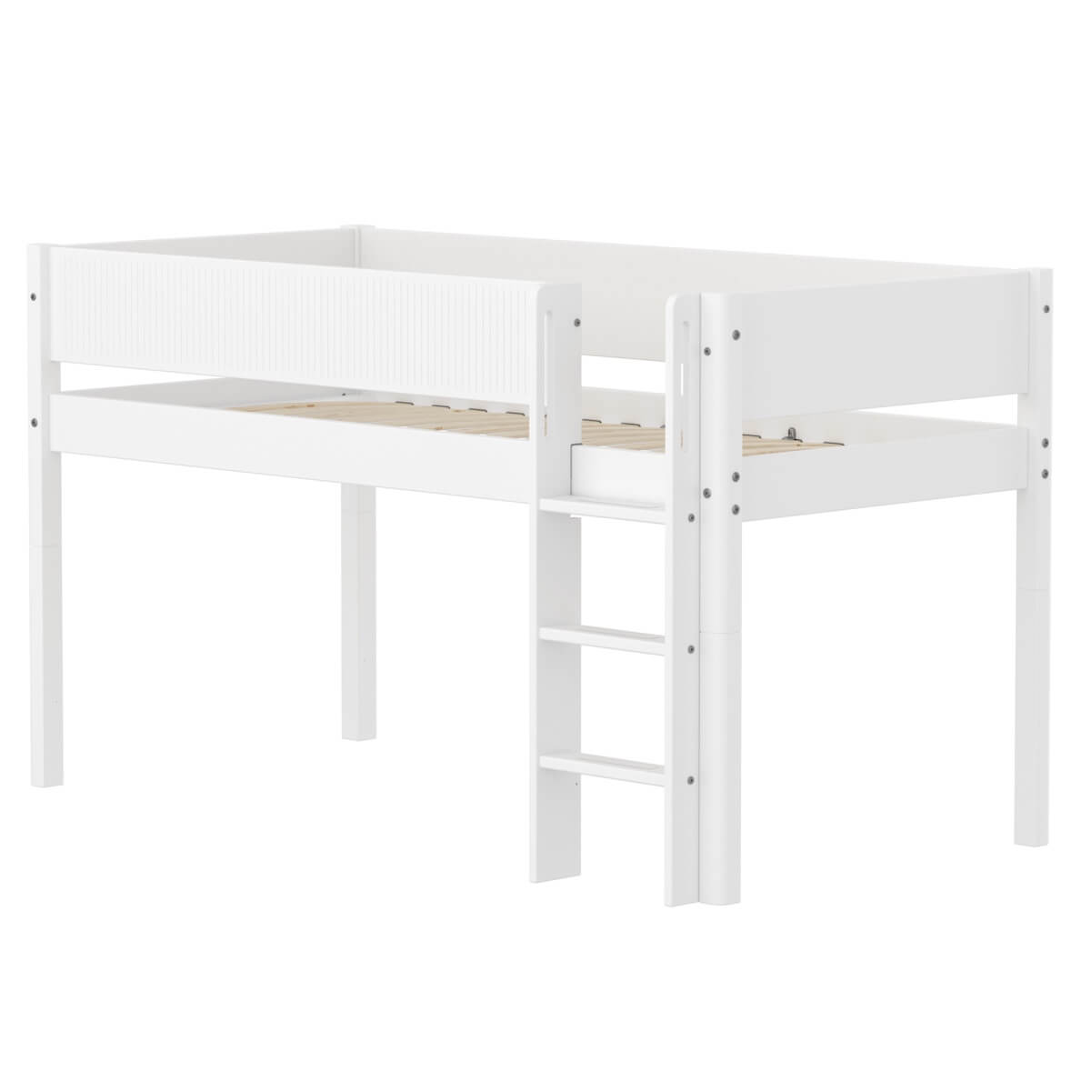 Lit mi-haut 90x200cm WHITE FLEXA Str.Ladder Grooves F.Wht.