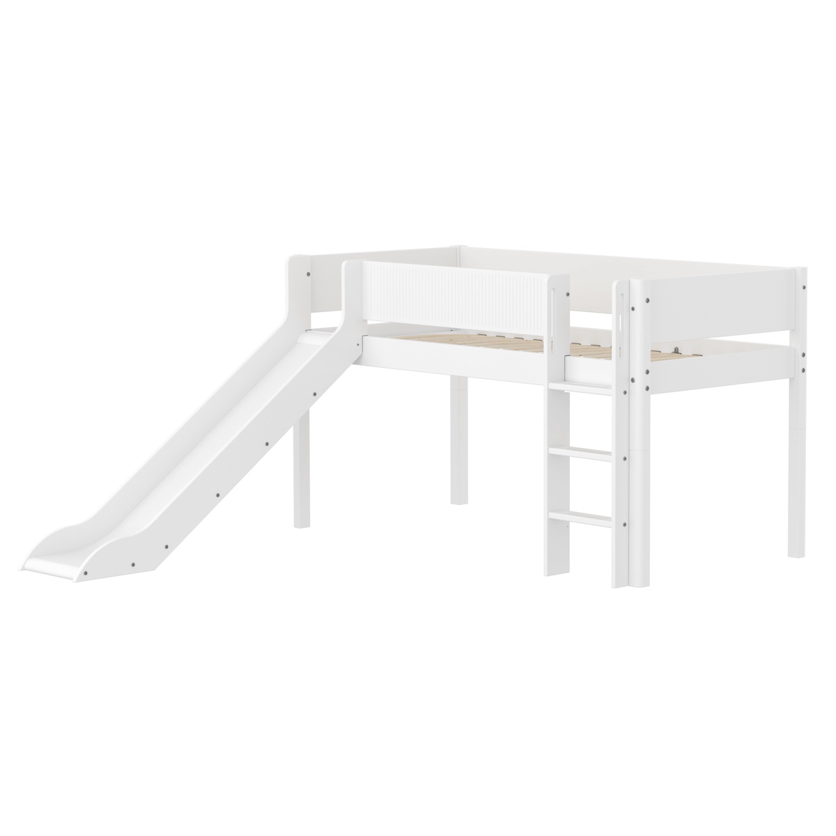 Lit mi-haut 90x200cm WHITE Flexa Str. Ladder Grooves F.Wht.