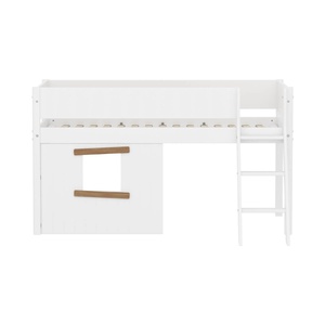 Lit mi-haut 90x200cm WHITE Grooves Sl. ladder & Tree hut Oak window