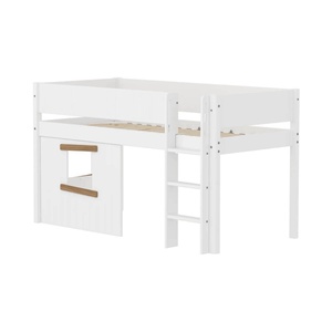Lit mi-haut 90x200cm WHITE Grooves Str. ladder & Tree hut Oak window