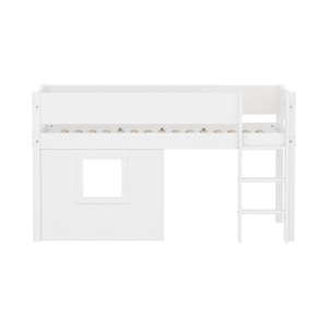 Lit mi-haut 90x200cm WHITE grooves Str. ladder & Tree hut Wht window