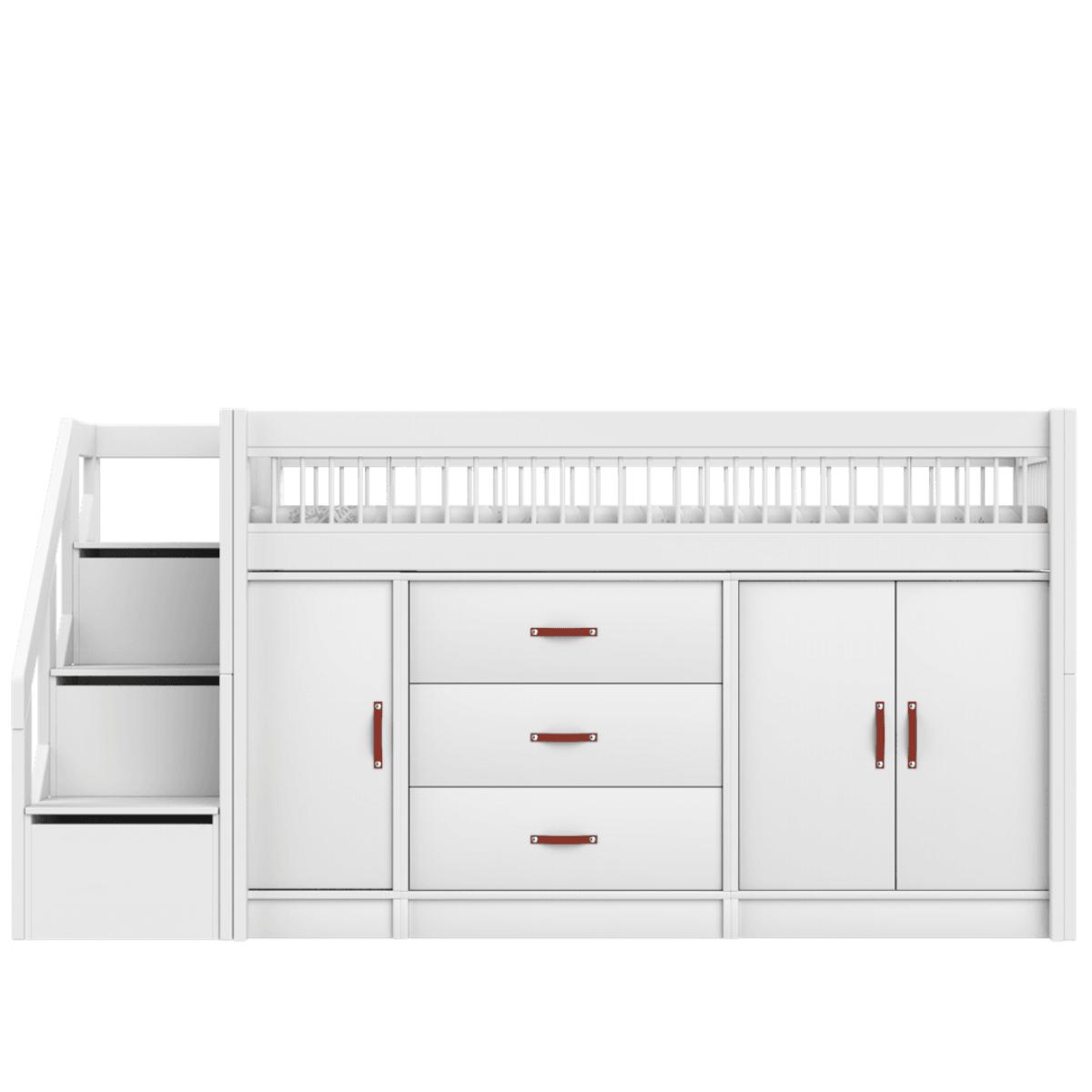 Lit mi-hauter 90x200cm escalier BREEZE All-In-One LUX Lifetime blanc