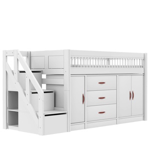 Lit mi-hauter 90x200cm escalier BREEZE All-In-One LUX Lifetime blanc