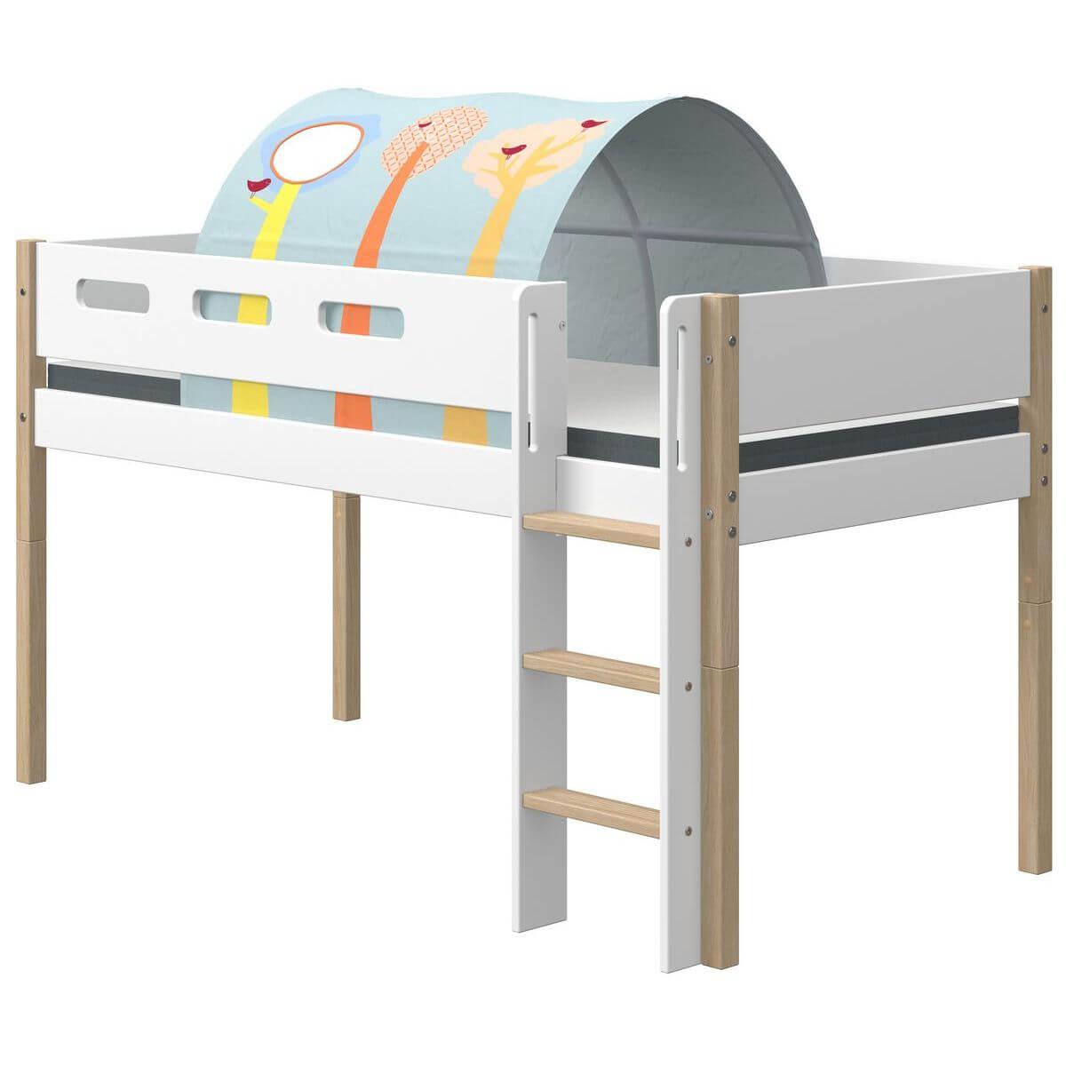 Lit mi hauteur 200x90cm échelle droite NOR Flexa chêne-blanc