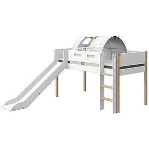 Lit mi hauteur 200x90cm échelle droite toboggan NOR Flexa chêne-blanc