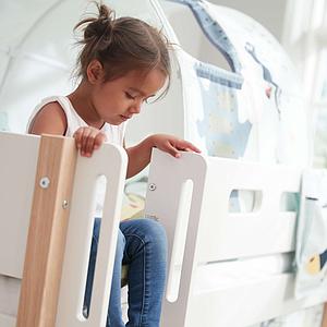 Lit mi hauteur 200x90cm échelle droite toboggan NOR Flexa chêne-blanc