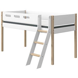 Lit mi hauteur 200x90cm échelle inclinée NOR Flexa chêne-blanc
