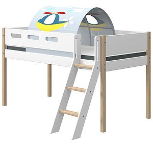 Lit mi hauteur 200x90cm échelle inclinée NOR Flexa chêne-blanc