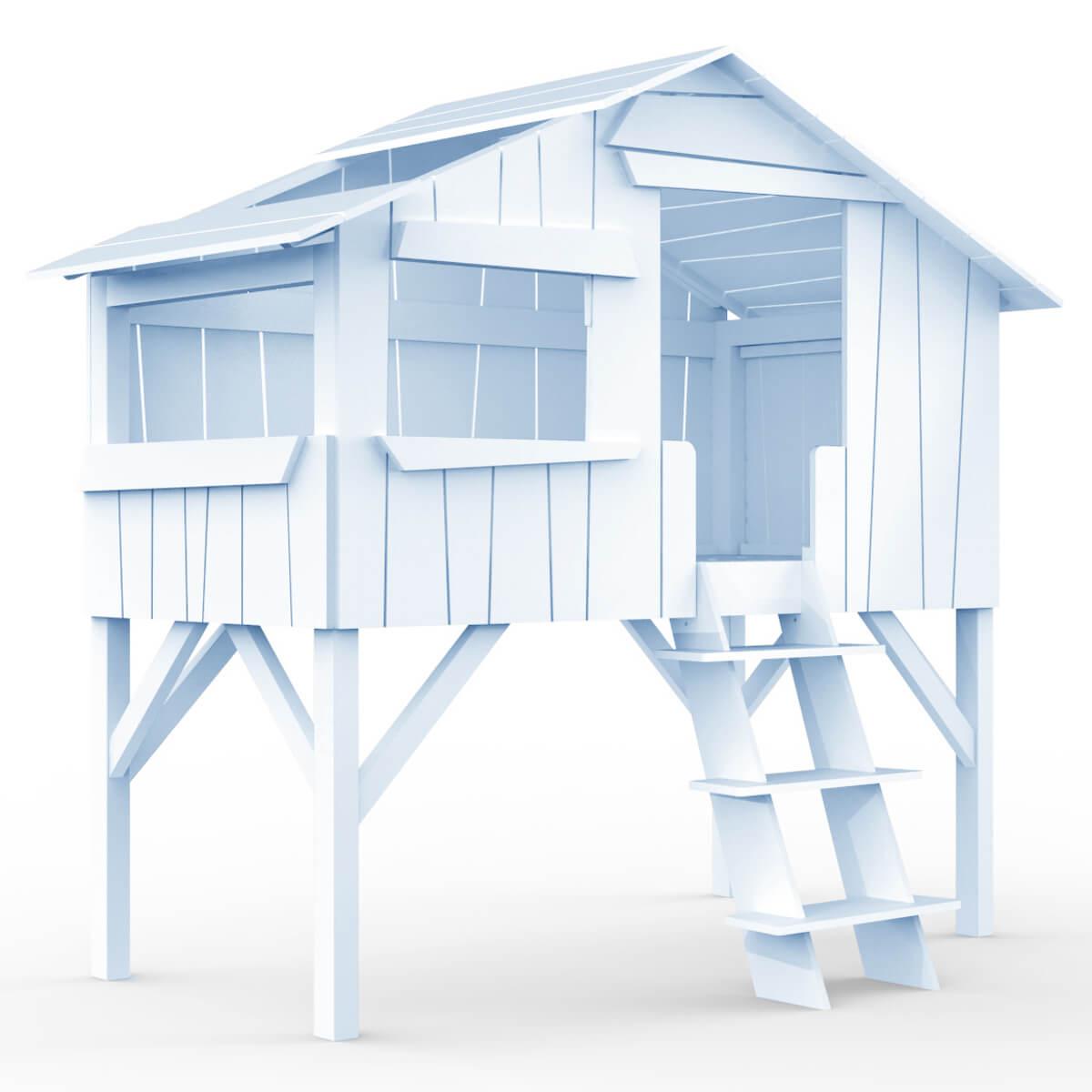 Lit mi hauteur 90x190cm CABANE Mathy by Bols bleu poudré