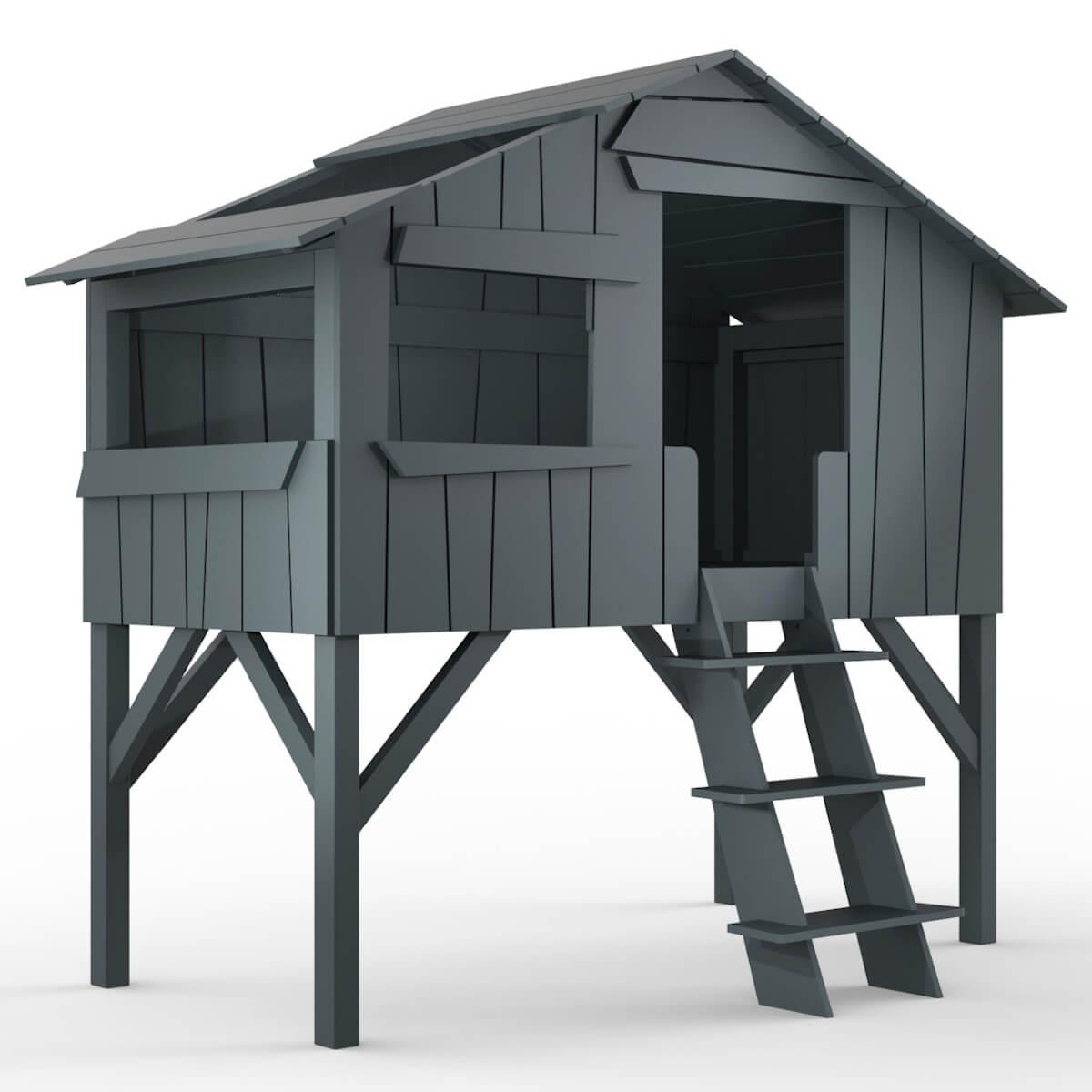 Lit mi hauteur 90x190cm CABANE Mathy by Bols gris basalte